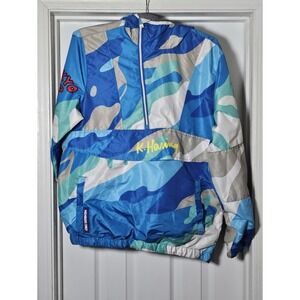 Members Only x Keith Haring Anorak Pullover Blue Jacket Mens Medium Windbreaker